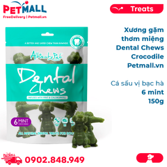 Xương gặm thơm miệng Dental Chews Crocodile 150g - 6 Mint - Cá sấu vị bạc hà Petmall