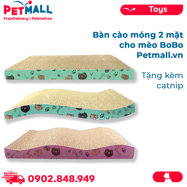 Bàn cào móng 2 mặt cho mèo BoBo - Tặng kèm catnip Petmall