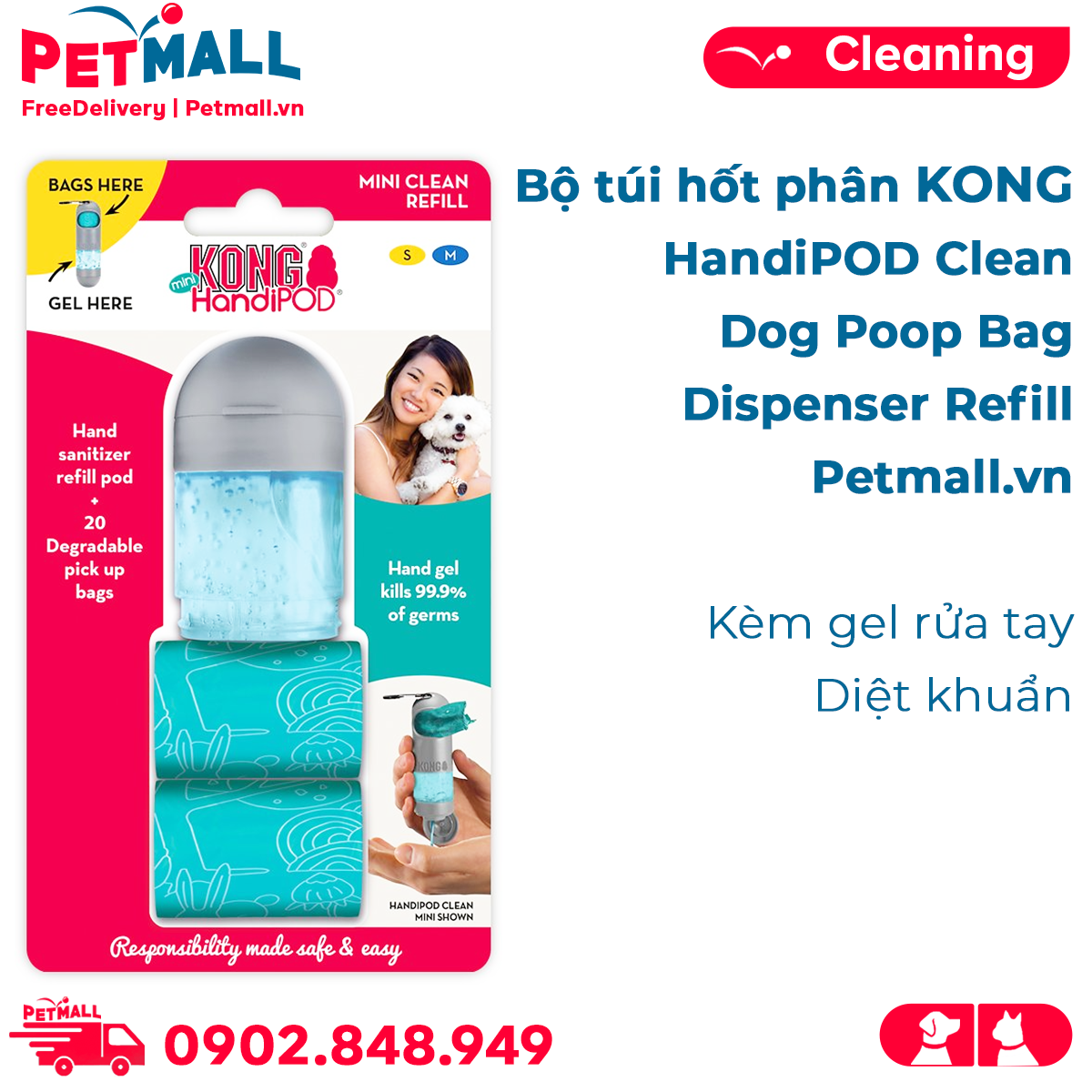 Bộ túi hốt phân KONG HandiPOD Clean Dog Poop Bag Dispenser Refill Kè