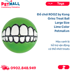 Đồ chơi ROGZ by Kong Grinz Treat Ball Large Size | Lime Color - Màu xanh lá, hỗ trợ vận động, có thể nhét treats Petmall