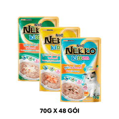 Combo 48 Gói 70g - Pate mèo NEKKO Kitten in Gravy - Mix vị Petmall