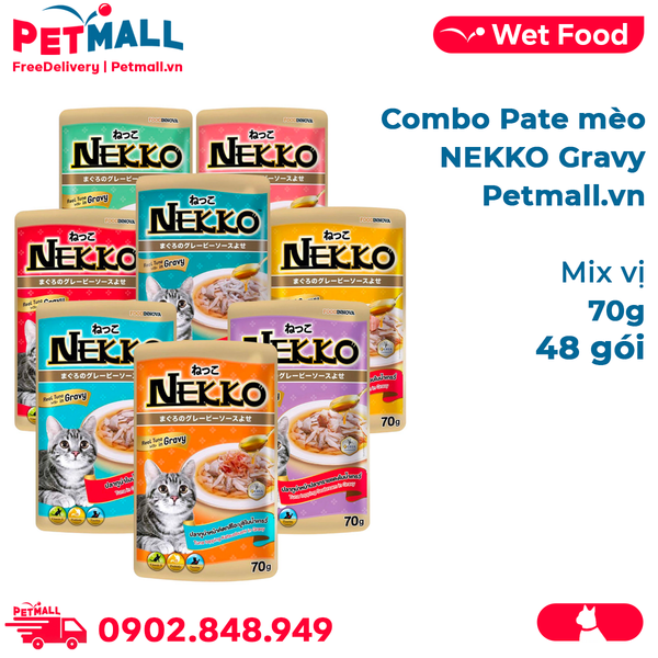 Combo 48 Gói 70g - Pate mèo NEKKO Gravy - Mix vị Petmall