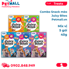 Combo Treats mèo Juicy Bites 40g Mix vị - 5 gói Petmall