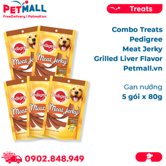 Combo 5 Gói 80G - Treats Pedigree Meat Jerky Grilled Liver Flavor - Gan nướng Petmall
