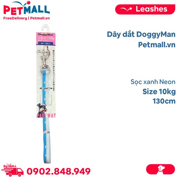 Dây dắt DoggyMan Size 10kg | 130cm - Sọc xanh Neon Petmall