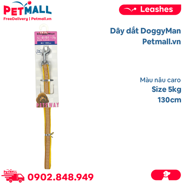 Dây dắt DoggyMan Size 5kg | 130cm - Màu nâu caro Petmall