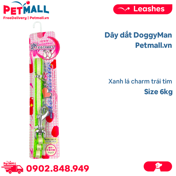 Dây dắt DoggyMan Size 6kg - Xanh lá charm trái tim Petmall