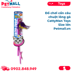 Đồ chơi cần câu chuột lông gà CattyMan Toys size lớn - Petmall