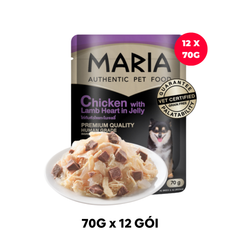 Hộp 12 Gói 70G - Pate chó Maria Chicken with Lamb Heart in Jelly - Thị Gà, Tim Cừu Petmall