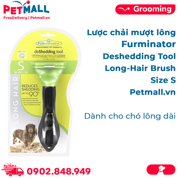 Lược chải mượt lông Furminator Deshedding Tool Long-Hair Brush Size S - Dành cho chó lông dài Petmall