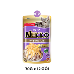 Hộp 12 Gói 70g - Pate mèo NEKKO Jelly Tuna & Cheese 70g - Cá ngừ và Phô mai Petmall