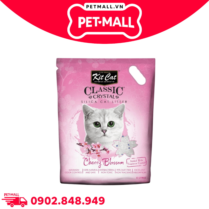 Cát vệ sinh Kitcat Crystal Cat Litter 5L - Thuỷ tinh thể Silica Petmall
