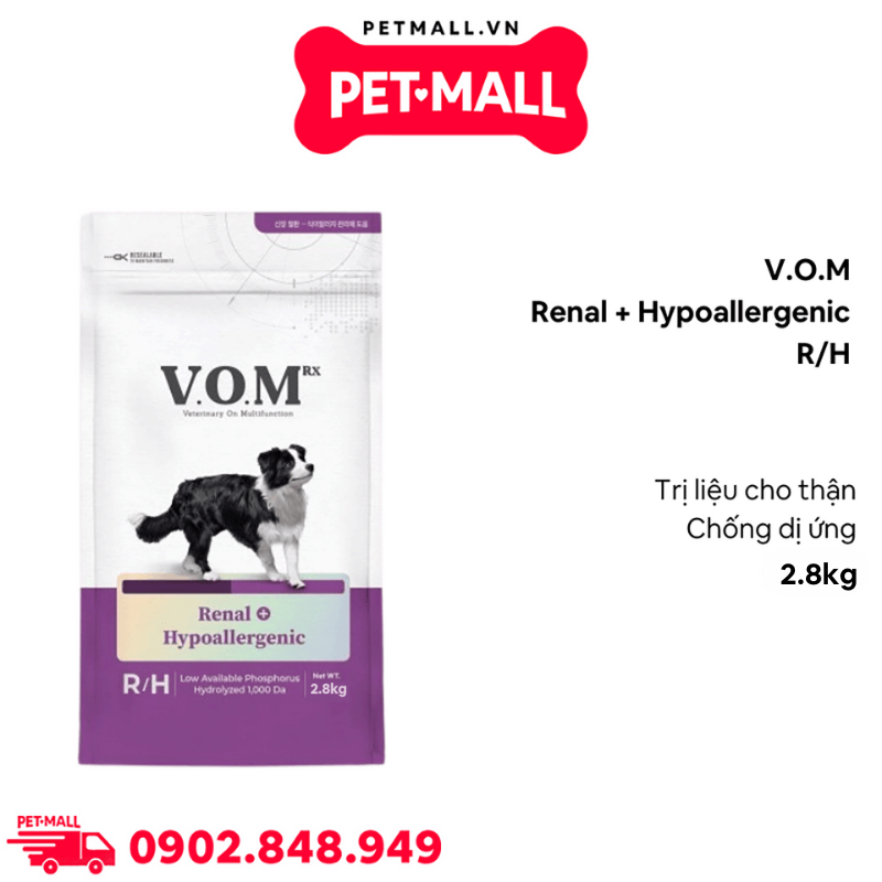 2.8KG - Thức ăn chó VOM Rena.l+Hypoallergeni.c RH - Chăm sóc sức khỏe cho thận và chống dị ứng Petmall