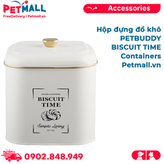 Hộp đựng đồ khô PETBUDDY BISCUIT TIME Containers R20xS20xC18cm - thép sơn tĩnh điện trắng Petmall
