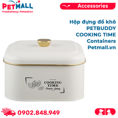 Hộp đựng đồ khô PETBUDDY COOKING TIME Containers R20xS20xC13cm - thép sơn tĩnh điện trắng Petmall