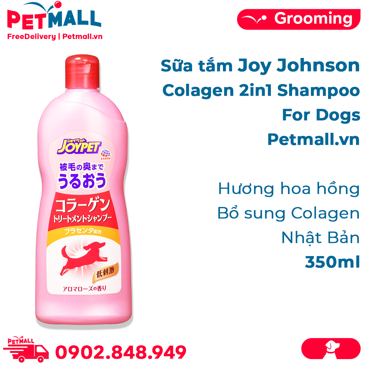 Sữa tắm Joy Johnson Soft 2in1 Shampoo for Dogs 350ml Dành riêng cho PETMALL.VN