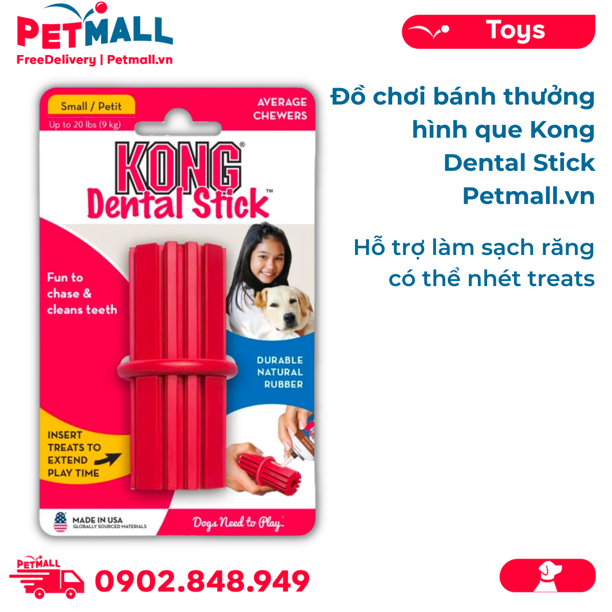 Đồ chơi bánh thưởng hình que Kong Dental Stick Toys Small Size ...