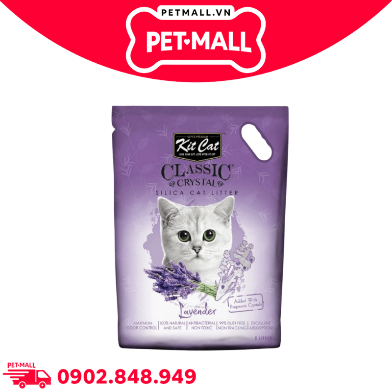 Cát vệ sinh Kitcat Crystal Cat Litter 5L - Thuỷ tinh thể Silica Petmall