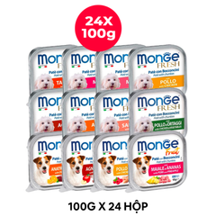 Combo 24 Hộp 100G - Pate cho chó Monge Mix vị Petmall