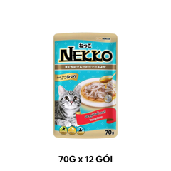 Hộp 12 Gói 70g - Pate mèo NEKKO GRAVY Tuna - Cá ngừ Petmall