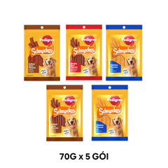 Combo 5 Gói 70G - Treats Pedigree Meat Jerky Schmackos Flavor MIX VỊ Petmall