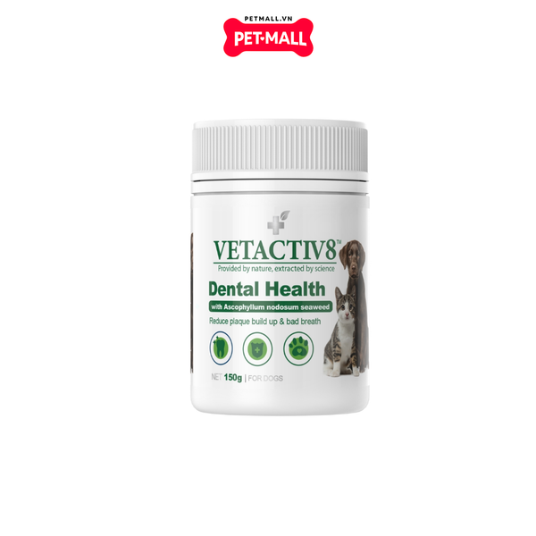 `150G - Bột làm sạch răng thơm miệng từ tảo biển Dental health VETACTIV8 Petmall