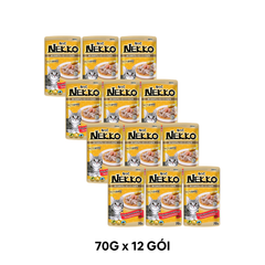 Hộp 12 Gói 70g - Pate mèo NEKKO GRAVY Tuna & Salmon - Cá ngừ và Cá hồi Petmall