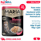 Hộp 12 Gói 70G - Pate mèo MARIA Mackerel with Salmon in Jelly - Vị Cá thu và Cá hồi Petmall