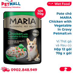 Hộp 12 Gói 70G - Pate chó MARIA Chicken with Vegetable in Gravy for Adult - Vị Thịt gà và rau củ Petmall