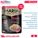 Hộp 12 Gói 70G - Pate mèo MARIA Mackerel with Salmon in Jelly - Vị Cá thu và Cá hồi Petmall