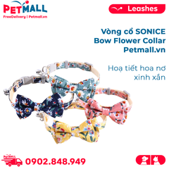 Vòng cổ SONICE Bow Flower Collar Size 3.8x7cm - Hoạ tiết hoa nơ xinh xắn, cho chó mèo <10kg Petmall