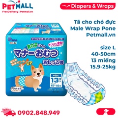 Tã cho chó đực Male Wrap Petsmix Pone size L 40-50cm | 13 miếng | 15.9-25kg Petmall