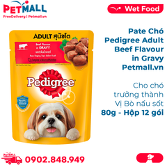 Hộp 12 Gói 80G - Pate Pedigree Adult Beef Flavour in Gravy - Cho chó trưởng thành, vị Bò nấu sốt Petmall