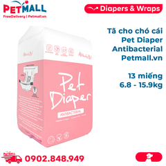 Tã cho chó cái Pet Diaper Antibacterial - 13 miếng | 6.8 - 15.9kg Petmall