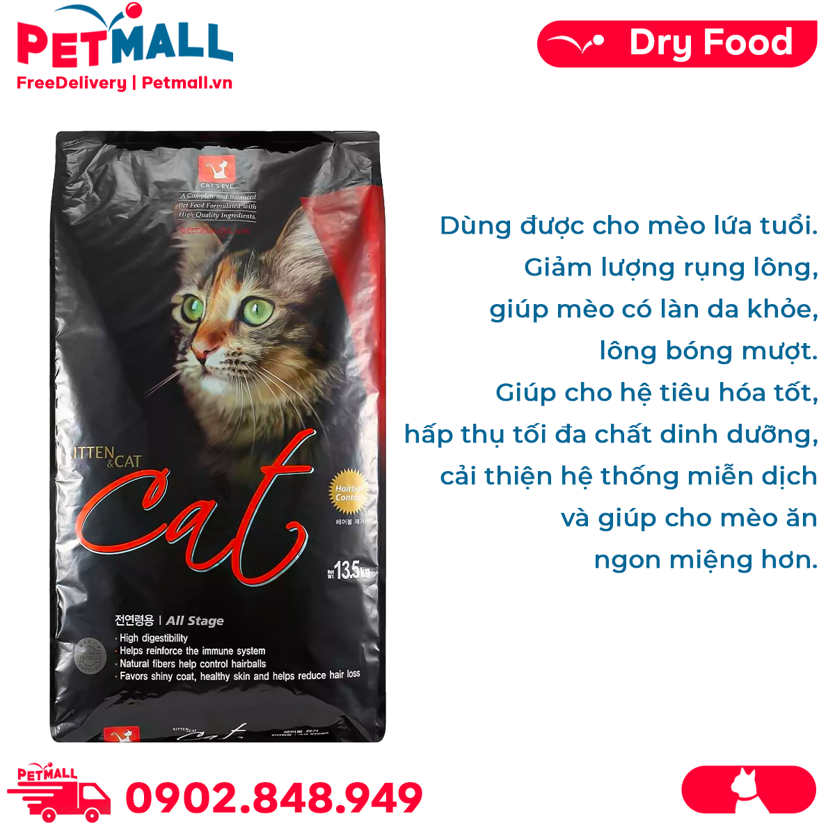 Thức ăn mèo CAT EYE 13.5kg Petmall