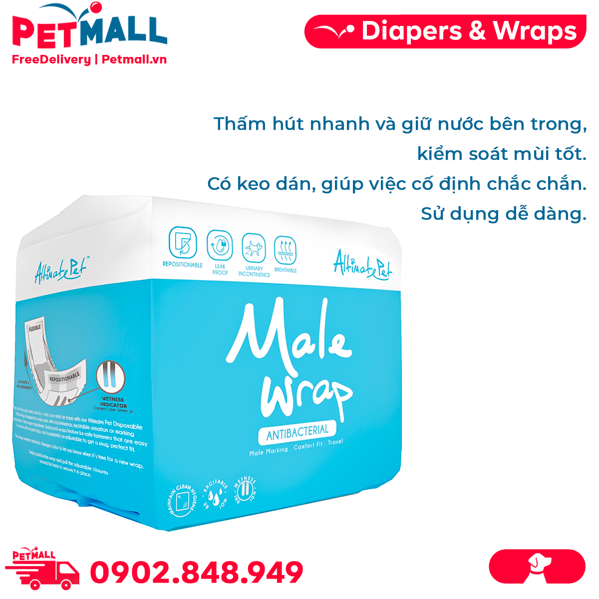 T cho ch c Male Wrap Antibacterial 12 mi ng 1.8 3.6kg