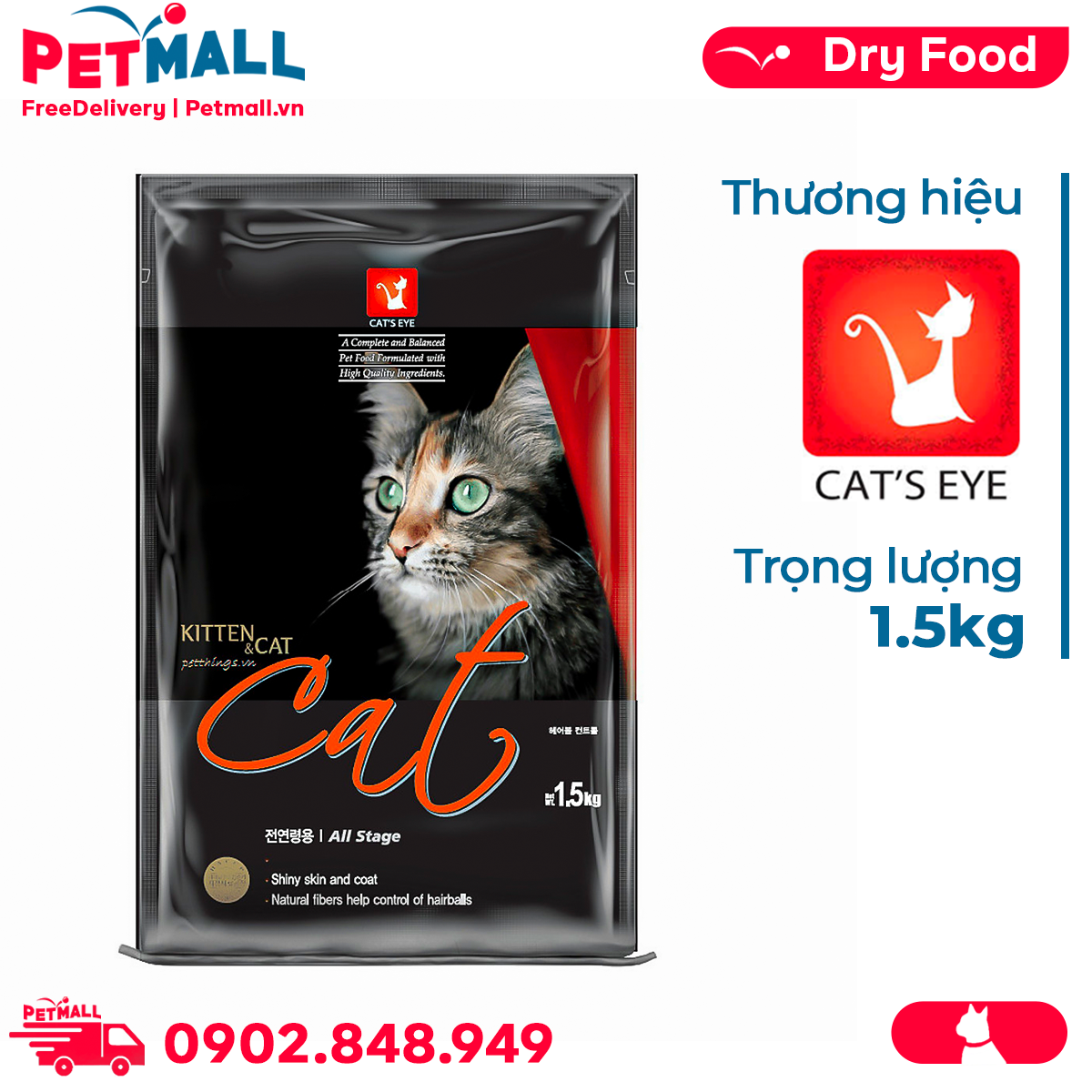 Thức ăn mèo CAT EYE 1.5kg Petmall