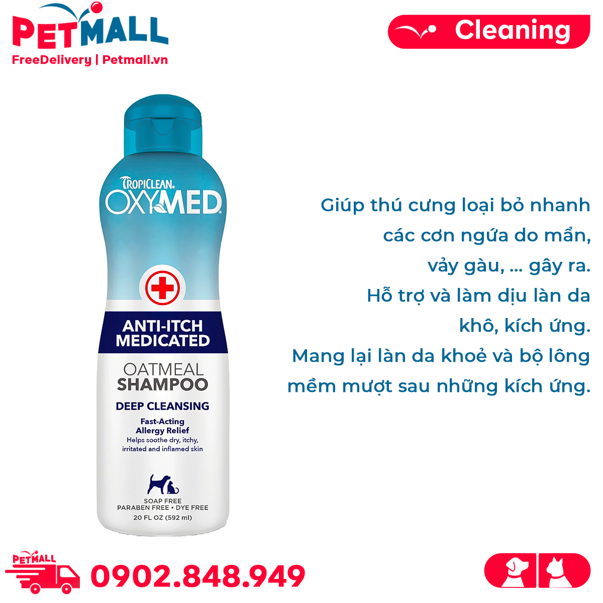 TropiClean Oxymed Medicated Shampoo For Itchy Skin Soothing, 43 OFF