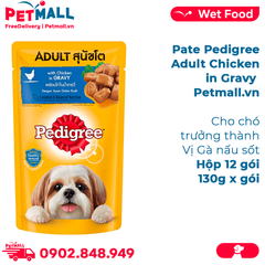 Hộp 12 Gói 130G - Pate Pedigree Adult Chicken in Gravy - Vị gà nấu sốt, cho chó trưởng thành Petmall