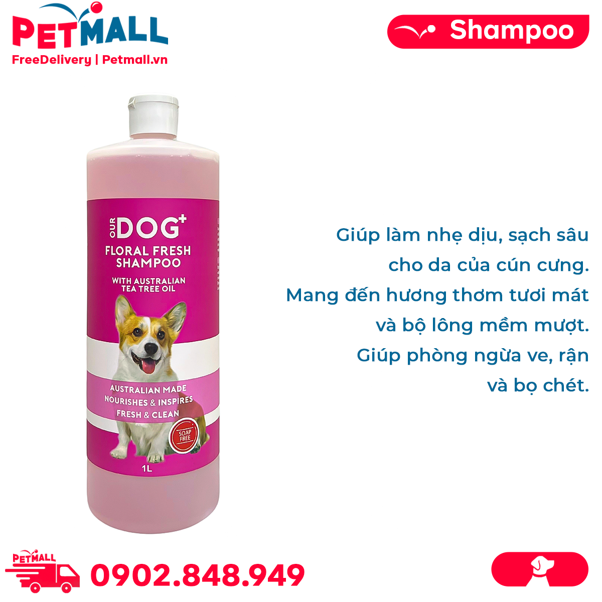 Sữa tắm Our Dog Soothes & Calms Deeply Cleanses Lavender Shampoo with PETMALL.VN