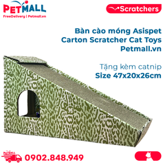 Bàn cào móng Asispet Carton Scratcher Cat Toys Size 47x20x26cm - Tặng kèm catnip Petmall