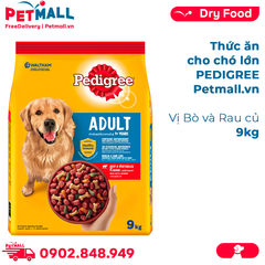 9KG - Thức ăn cho chó lớn PEDIGREE - Vị Bò và Rau củ Petmall