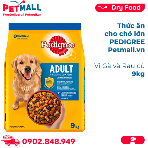 Thức ăn cho chó lớn PEDIGREE 9kg - vị Gà và Rau củ Petmall