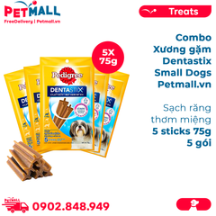 Combo 5 Gói 75G - Xương gặm Dentastix Small Dog 5stick - Sạch răng thơm miệng Petmall