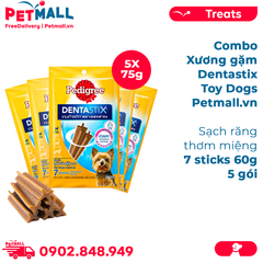 Combo 5 Gói 60G - Xương gặm Dentastix Toy Dog 7stick - Sạch răng thơm miệng Petmall