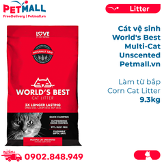 9.3KG - Cát vệ sinh World's Best Multi-Cat Unscented - Làm từ bắp - Corn Cat Litter Petmall