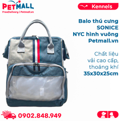 Balo vận chuyển thú cưng SONICE NYC hình vuông size 35x30x25cm - Chất liệu vải cao cấp, thoáng khí Petmall