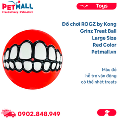 Đồ chơi ROGZ by Kong Grinz Treat Ball Large Size | Red Color - Màu đỏ, hỗ trợ vận động, có thể nhét treats Petmall