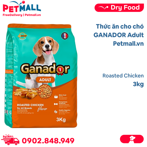 3KG - Thức ăn cho chó GANADOR Adult - Roasted Chicken Petmall