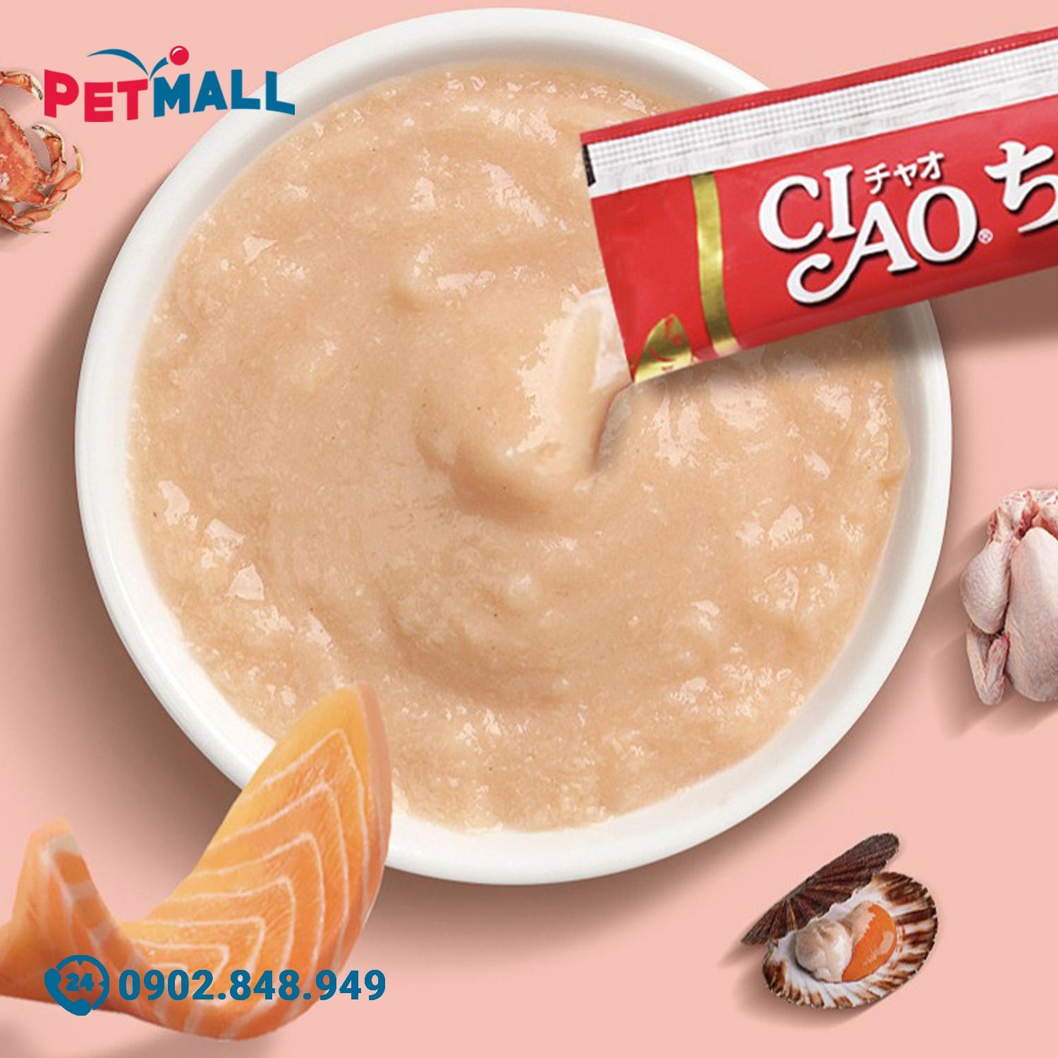 Treats Ciao Churu Chicken with Vitamin and Green Tea 700g - Hộp 50 gói mix Petmall